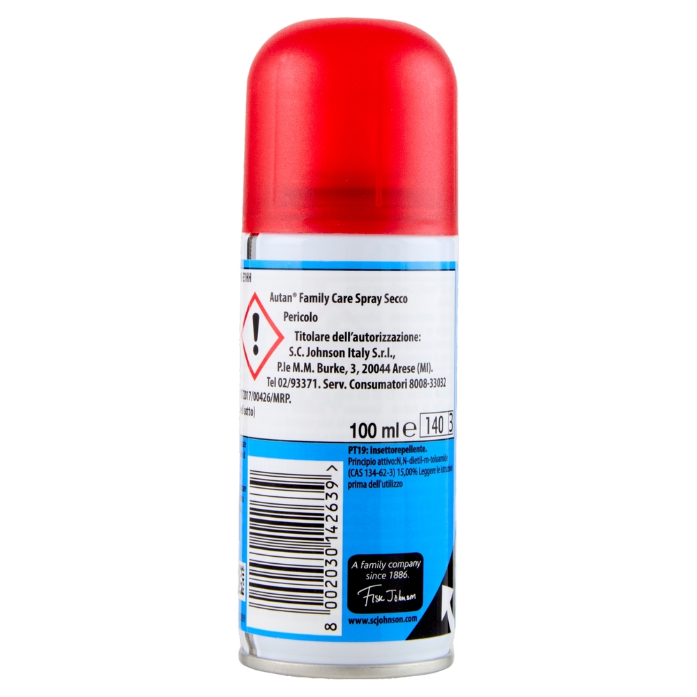 Autan Family Care Spray Secco Insetto Repellente e Antizanzare, 100 ml